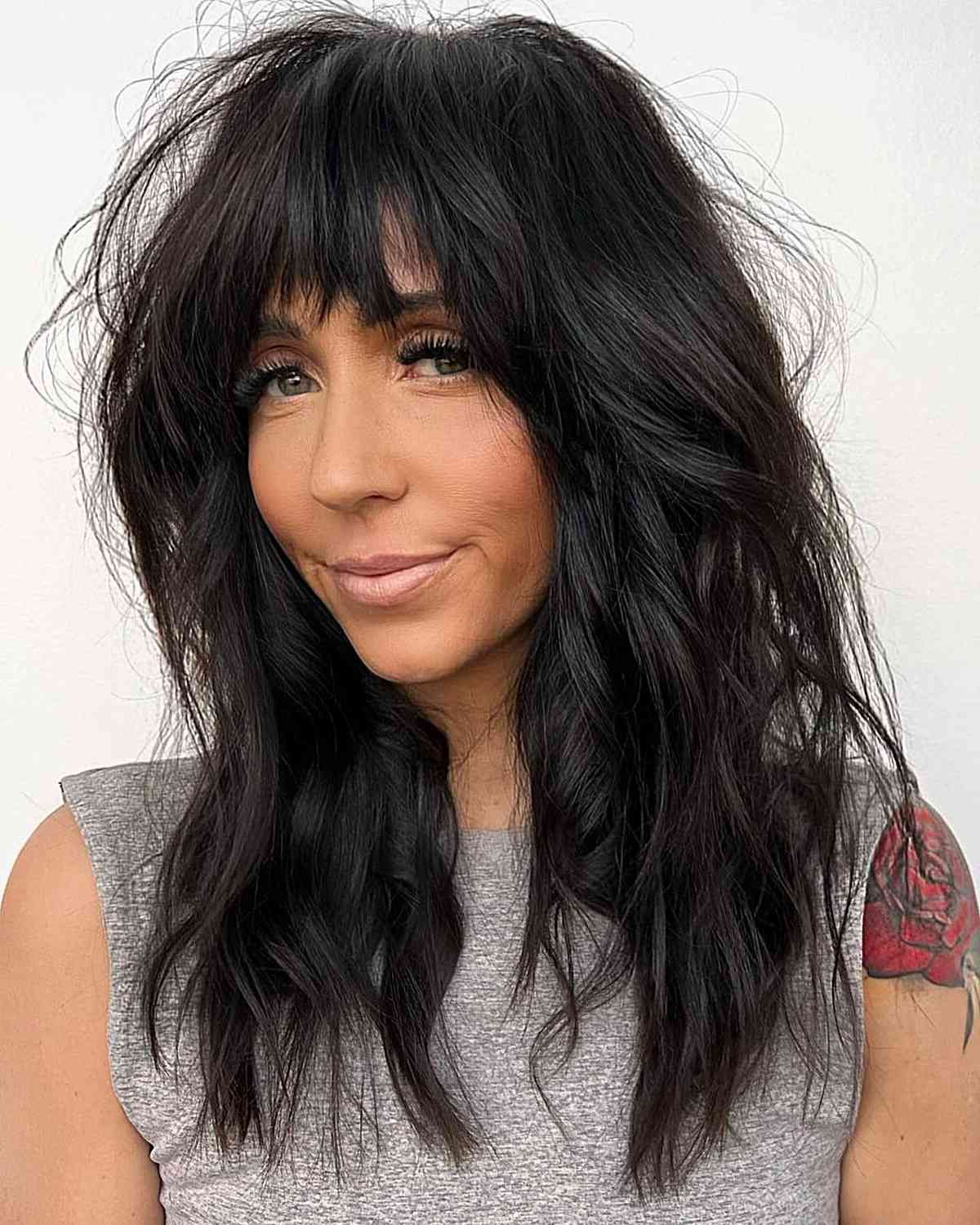 44 Trendy Medium Layered Haircuts With Bangs In Best And Newest Dip Dye Medium Layered Hair With Bangs (View 13 of 15)
