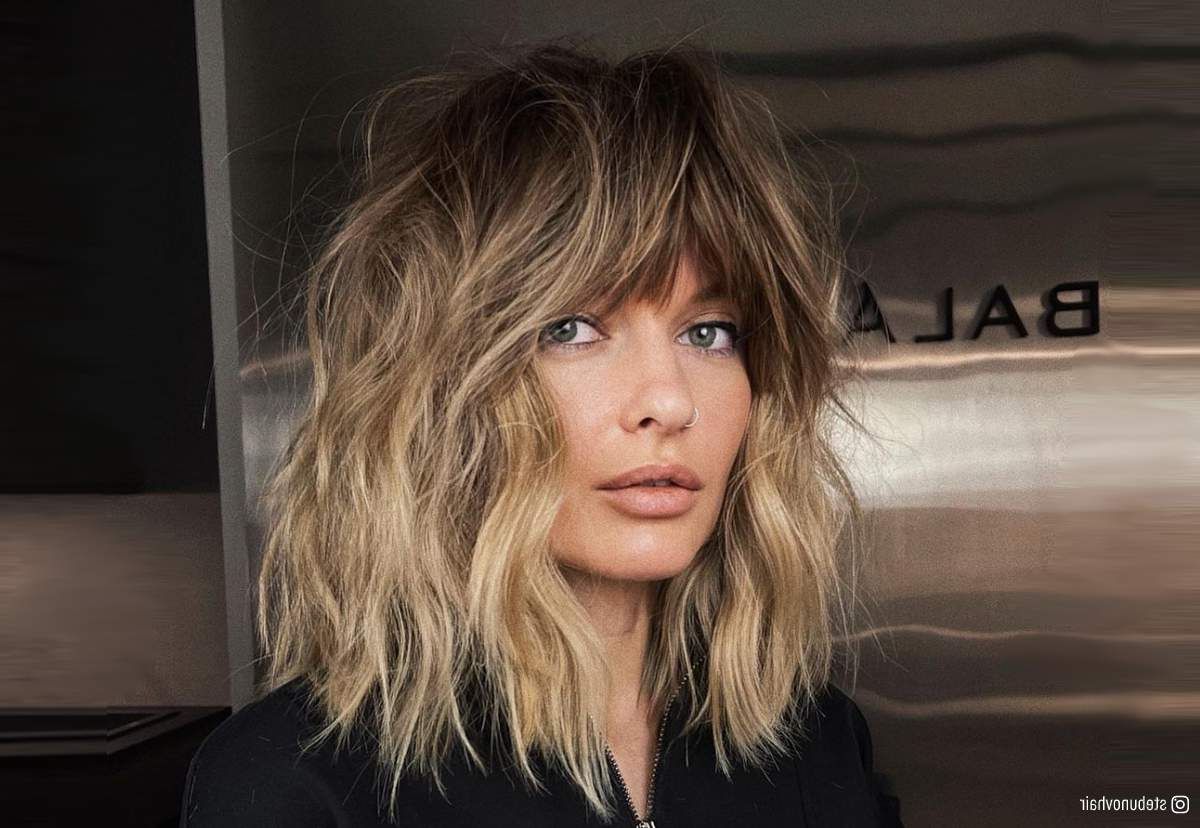 45 Most Requested Shoulder Length Choppy Haircuts For A Trendy Look With Regard To Most Recent Tousled Shoulder Length Layered Hair With Bangs (View 12 of 15)