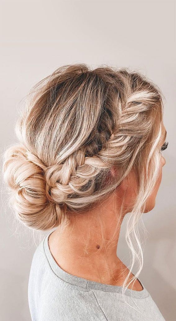 50 Amazing Ways To Style An Updo In 2022 : Fishtail Braided Updo Pertaining To Most Up To Date Boho Updo With Fishtail Braids (Gallery 9 of 15)