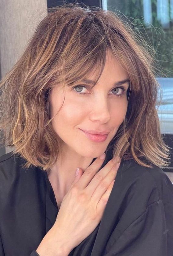 50 Long Bobs & Bob Haircuts To Shake Up Your Look : Textured Long Bob  Haircut With Bangs Intended For Most Up To Date Shoulder Length Bob With Bangs (View 12 of 15)