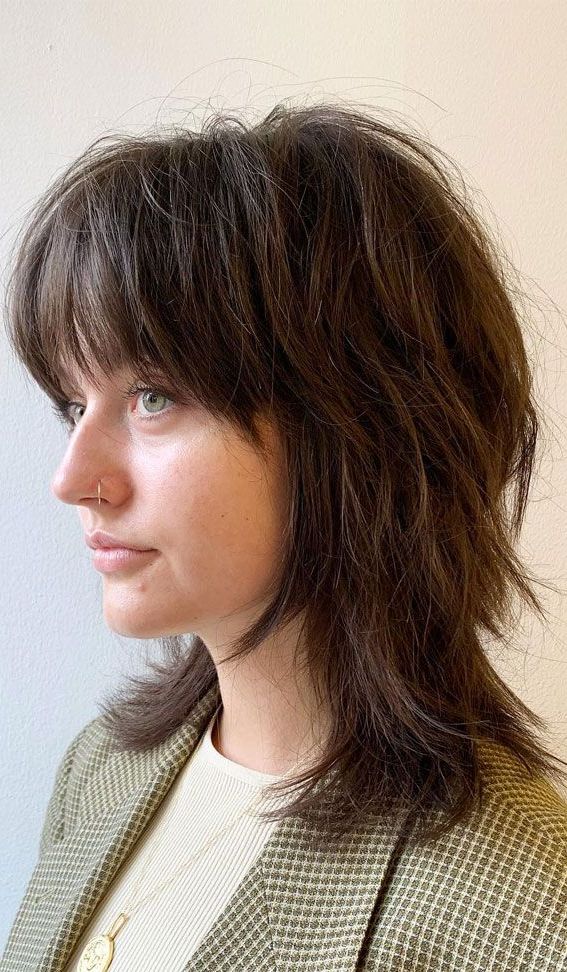 50 Shag Haircuts With Bangs : Mid Length Messy Shag In 2023 (Gallery 20 of 20)