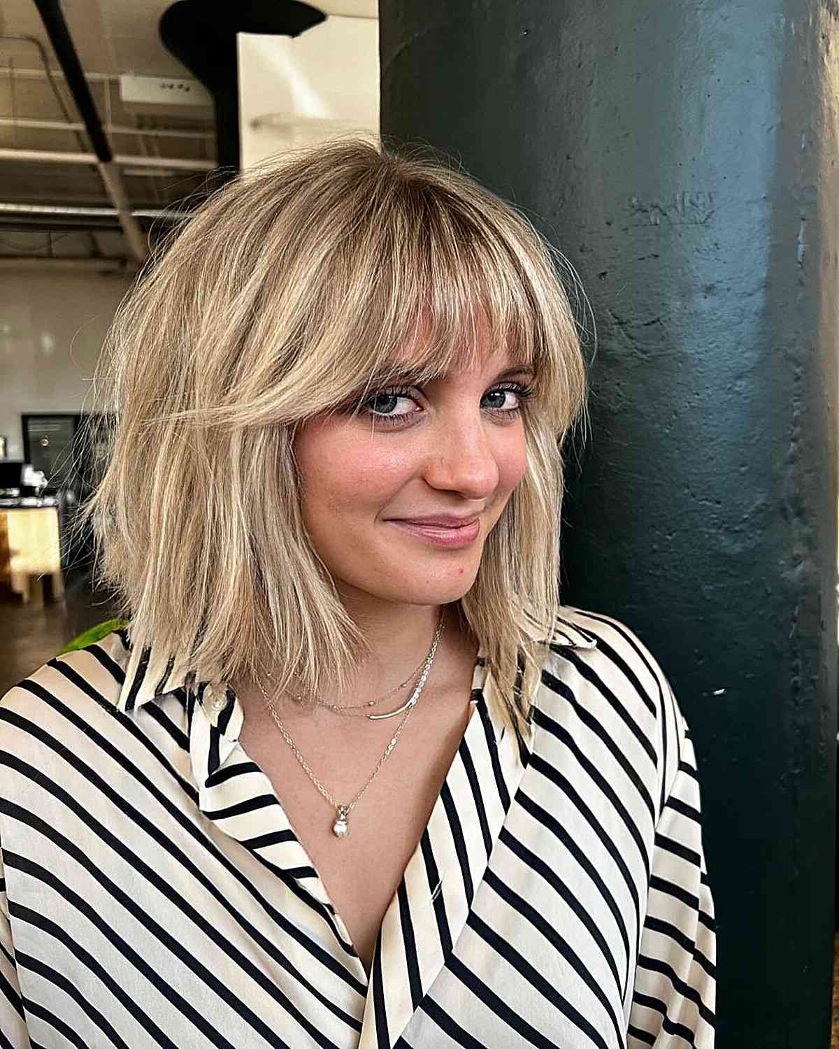 52 Most Eye Catching Bob Haircuts With Bangs For A Fresh Makeover Inside Recent Medium Bob With Long Parted Bangs (Gallery 20 of 20)