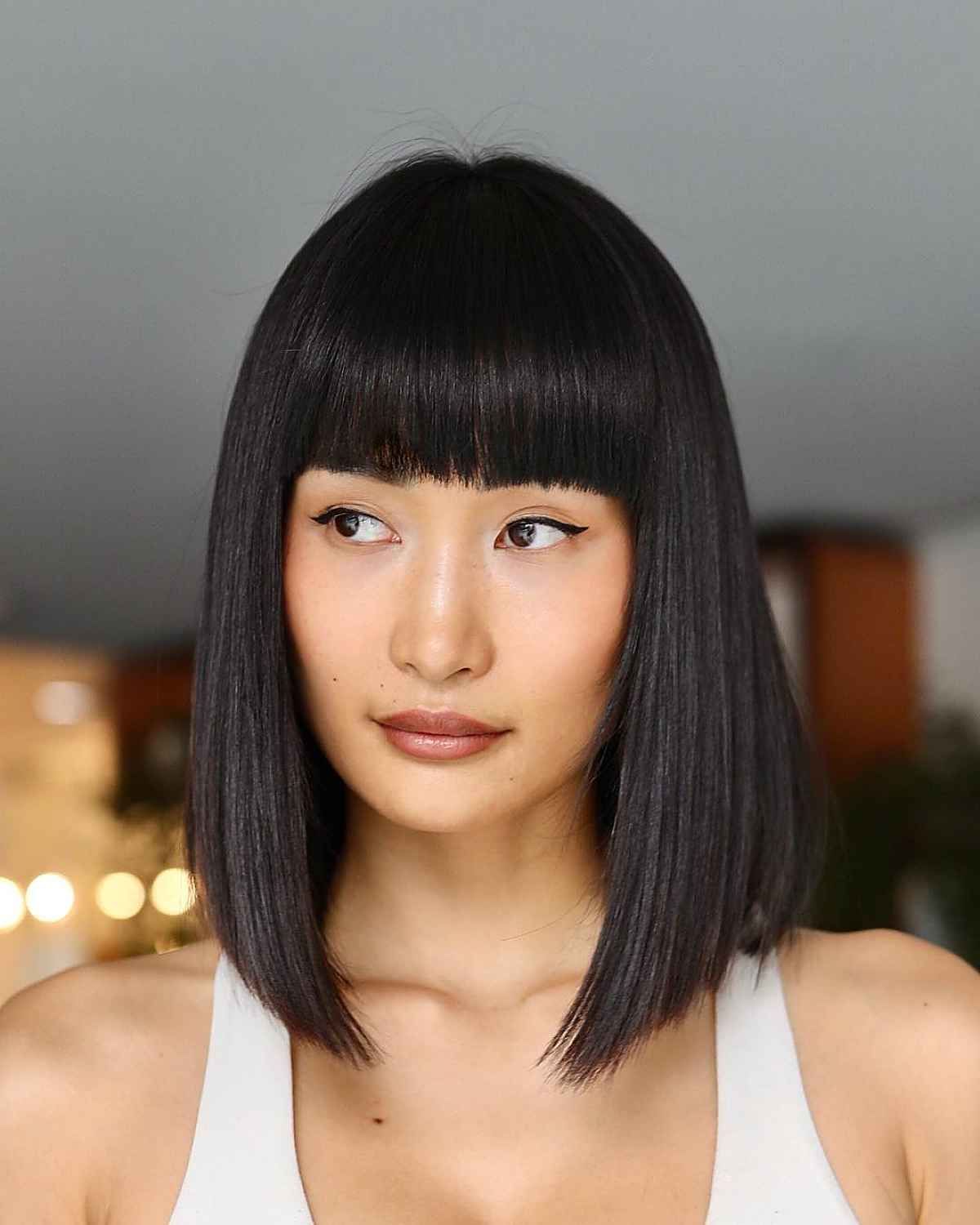 52 Most Eye Catching Bob Haircuts With Bangs For A Fresh Makeover Within Trendy Shoulder Length Bob With Bangs (Gallery 6 of 15)