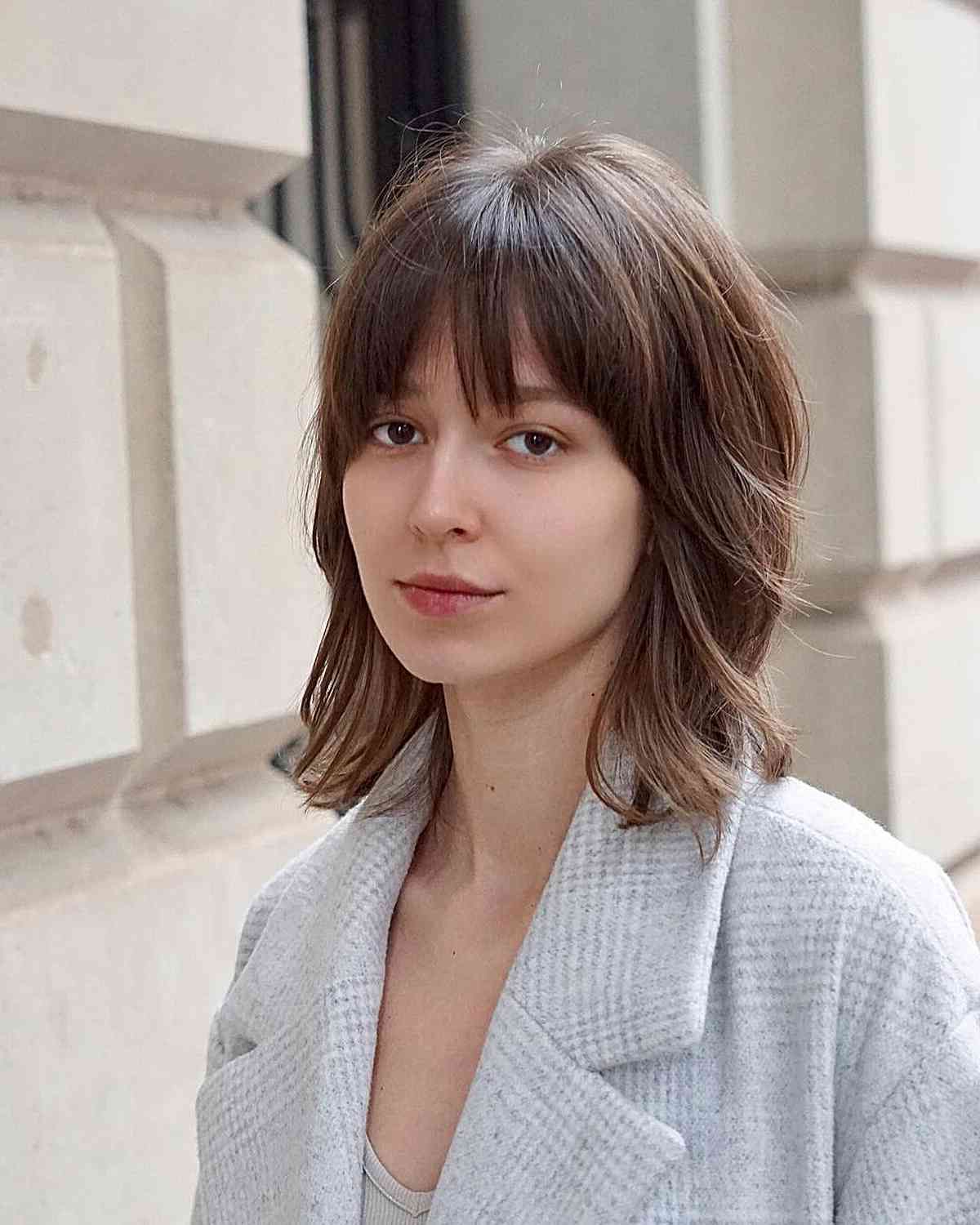 63 Cute Shoulder Length Hair With Bangs For An Instant Makeover Pertaining To Widely Used Vintage Shoulder Length Hair With Bangs (View 7 of 15)