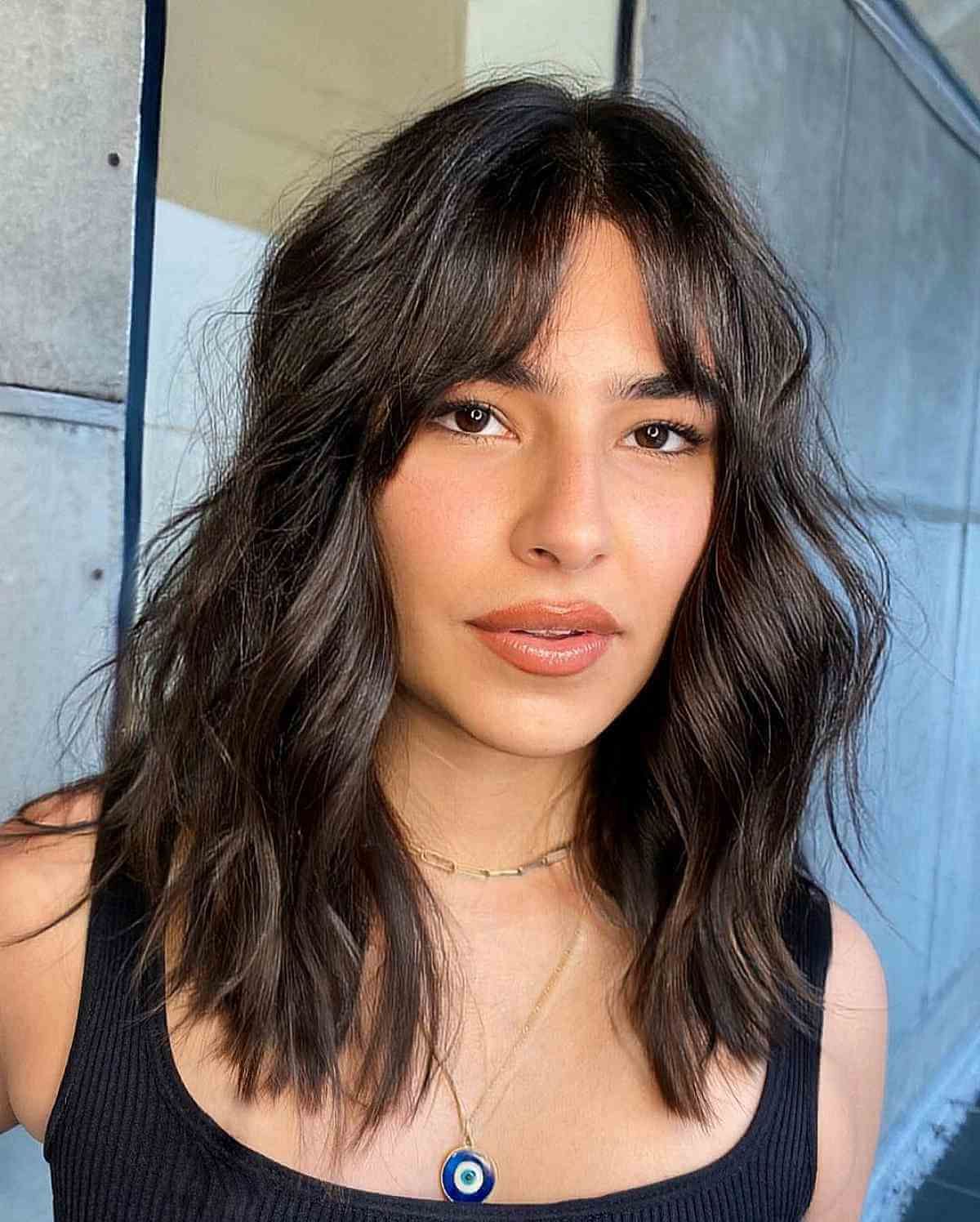 63 Cute Shoulder Length Hair With Bangs For An Instant Makeover With Newest Cropped Bangs On Medium Hair (View 3 of 15)