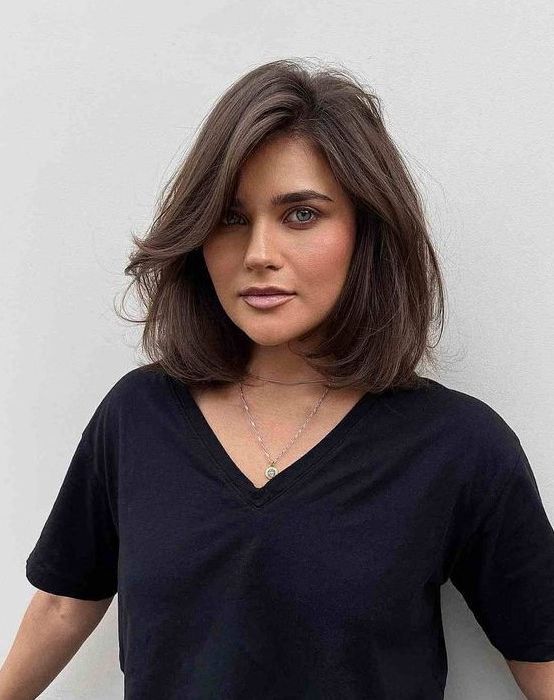 90 Trendy And Chic Long Bobs With Bangs – Styleoholic With Regard To Fashionable Medium Bob With Long Parted Bangs (View 9 of 20)