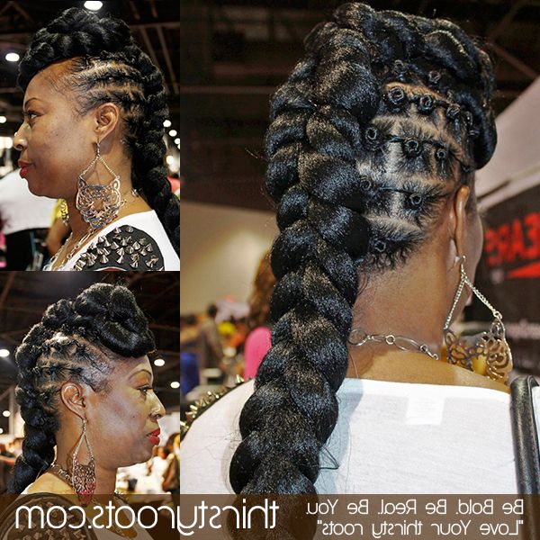 Best And Newest Twisted Mohawk Like Ponytail Pertaining To Braided Bun Ponytail With Bantu Knots (Gallery 15 of 15)