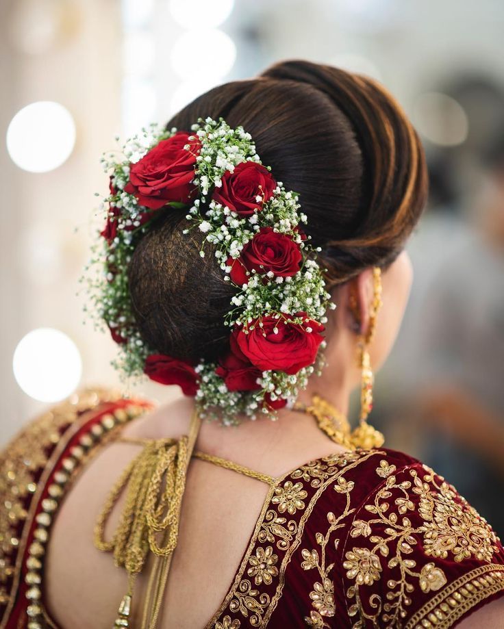 Bridal Hair Decorations, Bridal Hair Buns, Bridal Bun With Regard To Recent Bridal Flower Hairstyle (View 10 of 15)