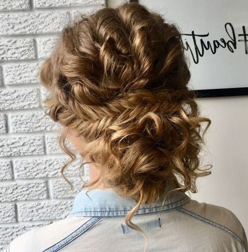 Curly Hair Styles Naturally, Curly Hair Styles,  Loose Curly Updo Regarding Newest Boho Updo With Fishtail Braids (Gallery 3 of 15)