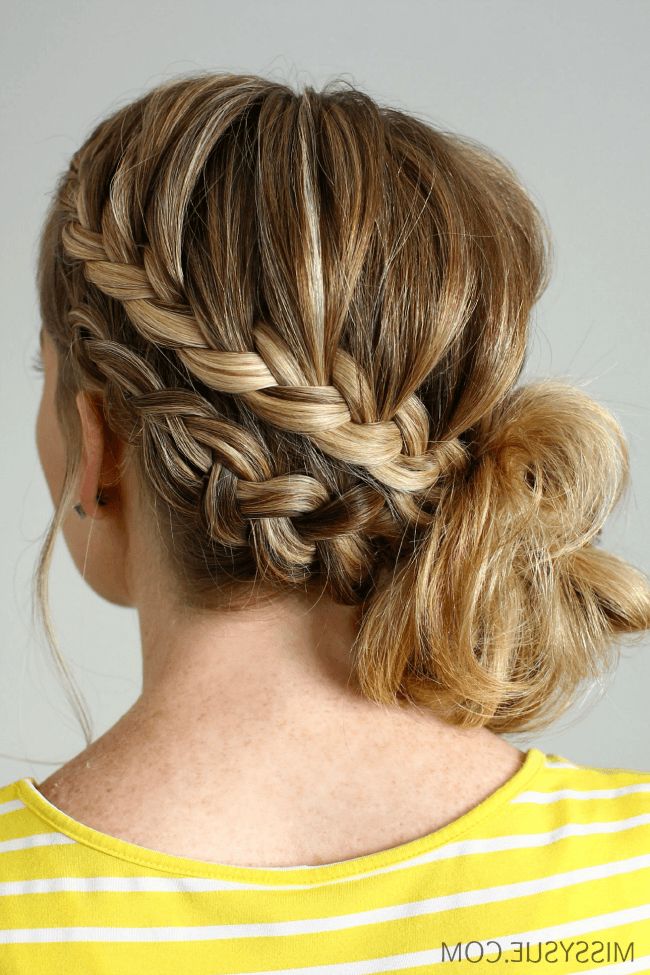 Double Braided Side Bun Within Well Liked Low Braided Bun With A Side Braid (View 8 of 15)