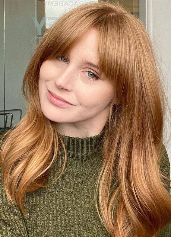 Fabmood For Favorite Lush Curtain Bangs For Mid Length Ginger Hair (Gallery 8 of 15)