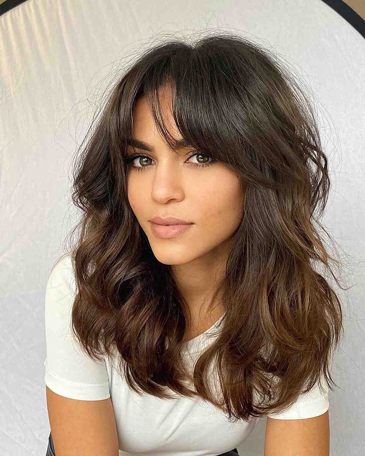 Famous Mid Length Hair With Wispy Bangs Throughout 47 Trendy Wispy Bangs For 2023 & How To Match To Your Face Shape (Gallery 5 of 15)