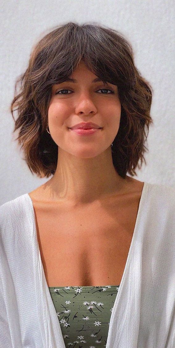Famous Shaggy Bob Haircut With Bangs Within 50 Best Short Hair With Bangs : Shaggy Bob With Curtain Bangs (View 12 of 20)