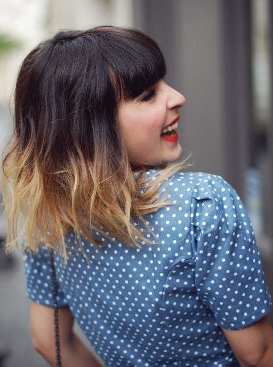 Fashionable Dip Dye Medium Layered Hair With Bangs Pertaining To Épinglé Sur Beauty (Gallery 1 of 15)