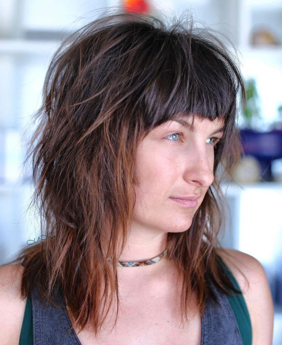 Fashionable Shaggy Mid Length Hair With Massive Bangs Regarding 40 Modern Shag Haircuts For Women To Inspire Your Next Haircut (Gallery 9 of 15)