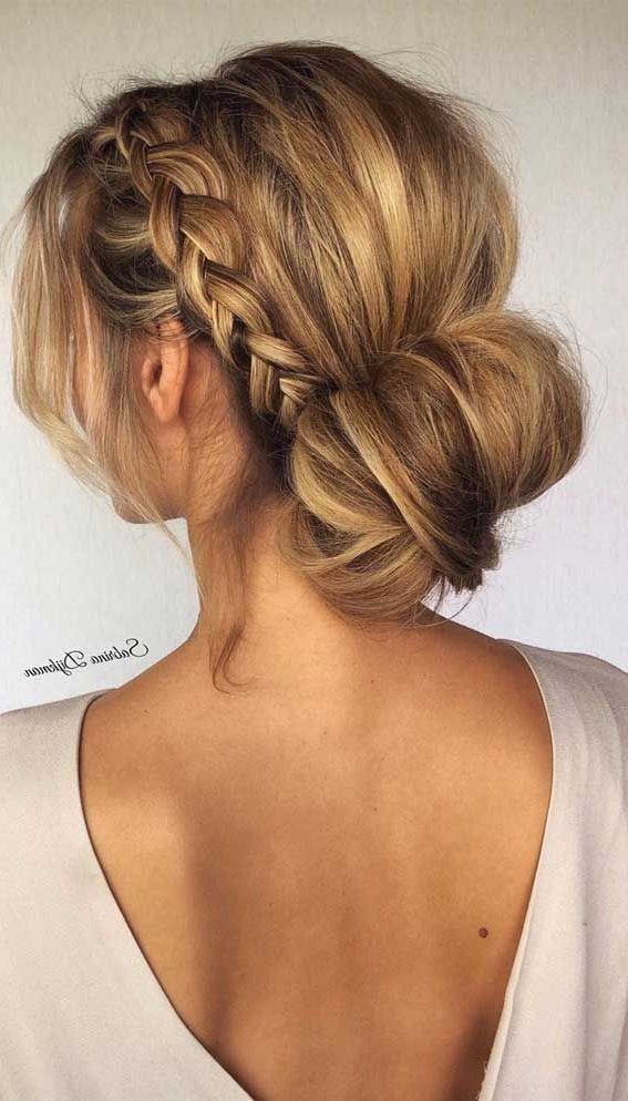 Latest Low Braided Bun With A Side Braid Intended For 70 Gorgeous Wedding Hairstyles That Make You Say “wow!” – Low Bun (Gallery 6 of 15)