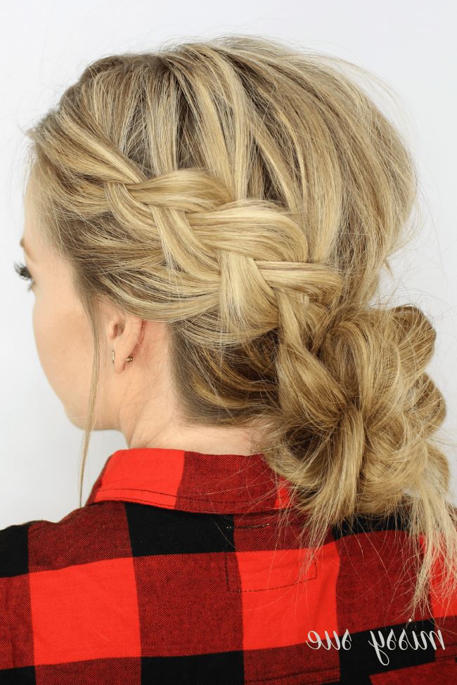 Latest Low Braided Bun With A Side Braid Within Dutch Braids And Low Messy Bun (View 15 of 15)