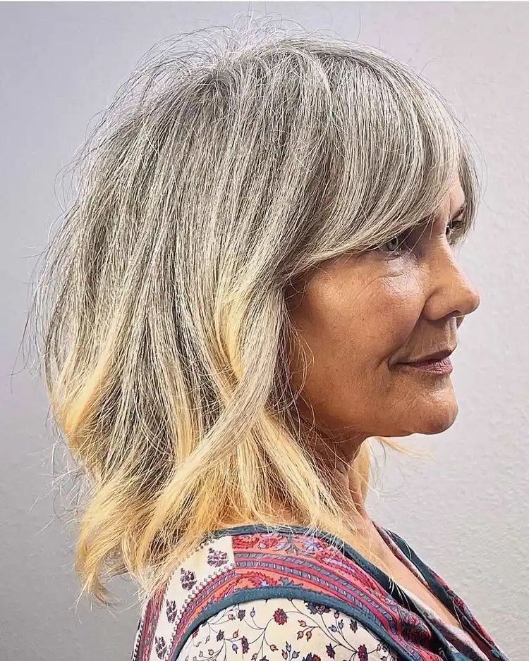 Medium Length Bangs Hairstyles For Women Over 60: Bob And Shag Within Well Liked Shaggy Mid Length Hair With Massive Bangs (View 14 of 15)