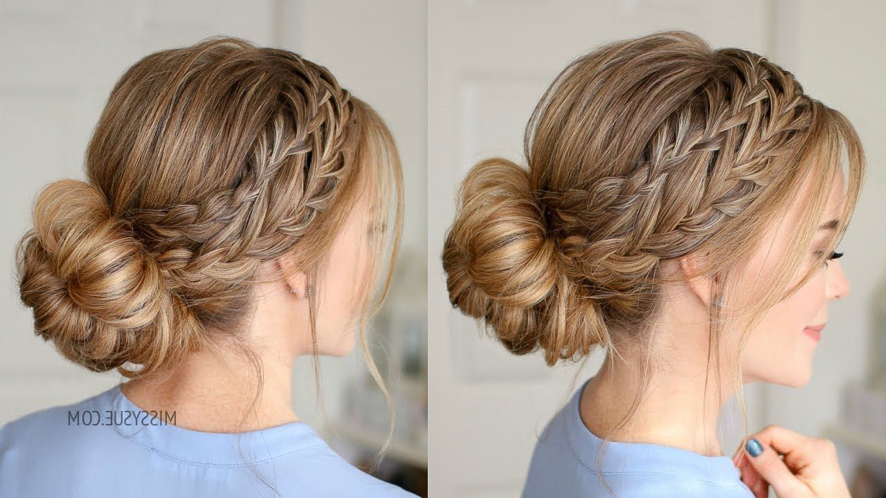 Featured Photo of 2024 Popular Low Braided Bun with a Side Braid