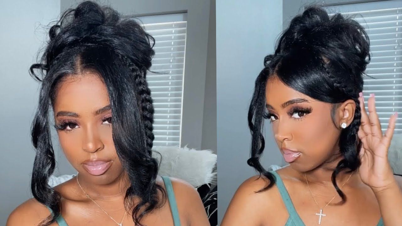 Most Current High Updo With Bangs Pertaining To Natural Hair Hairstyles: High Bun With Bangs Curly Updos – Youtube (View 11 of 15)