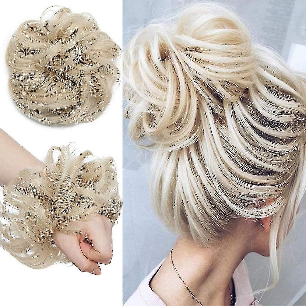 Most Popular Bun Updo With Accessories For Thick Hair Within Messy Hair Bun Hair Scrunchies Extension Curly Wavy Thick Synthetic Chignon  For Women Updo Hairpiece Ponytail Hair Accessories Burgundy Red (Gallery 12 of 15)