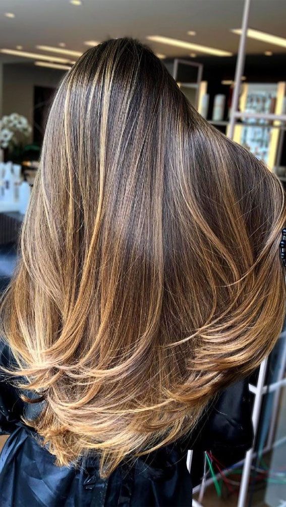 Most Popular Layers And Highlights In Best Hair Colours To Look Younger : Caramel Highlights For Long Layers (Gallery 6 of 20)