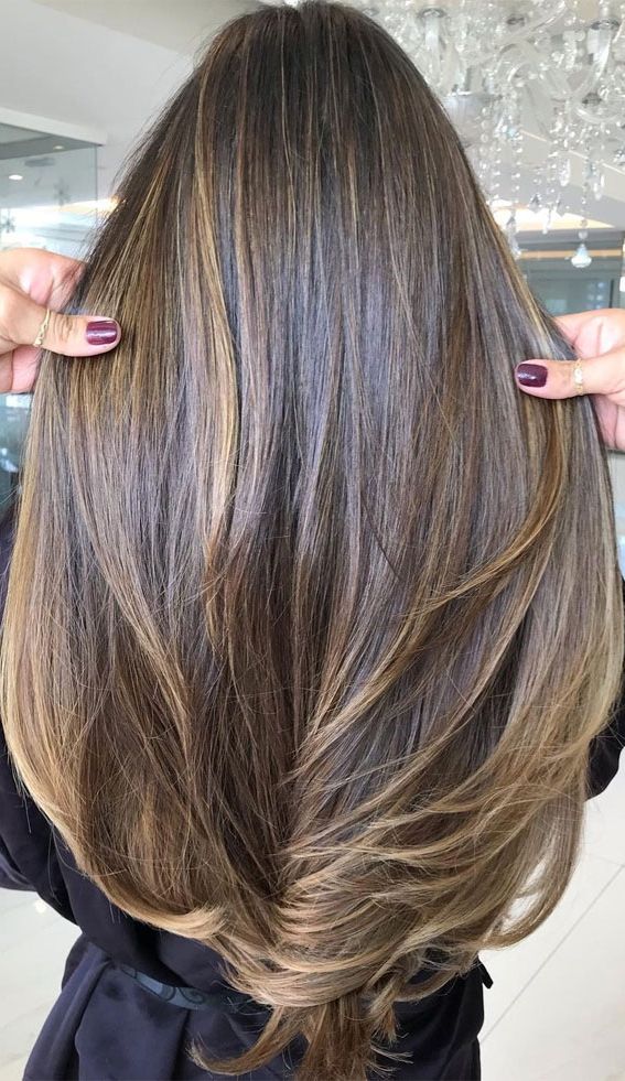 Most Popular Layers And Highlights Regarding These Are The Best Hair Colour Trends In 2021 : Long Layered Hairstyle &  Caramel Highlights (View 14 of 20)