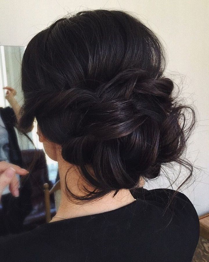 Most Popular Loose Updo For Long Brown Hair Regarding Chic Messy Wedding Updo For Straight Hair To Inspire You (Gallery 1 of 15)