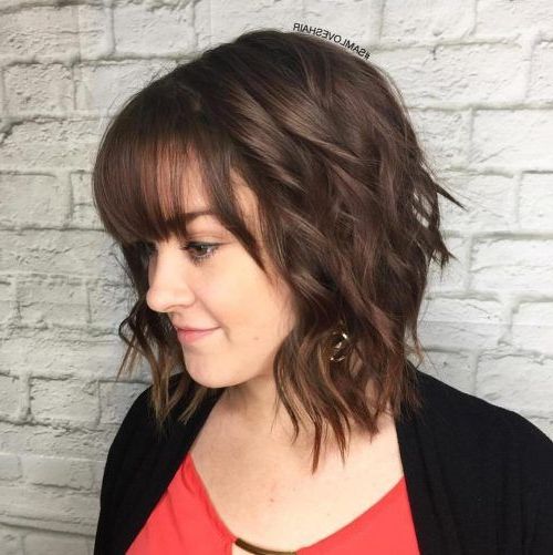 Most Popular Wavy Lob With Choppy Bangs Pertaining To Pin On Hair (Gallery 3 of 15)