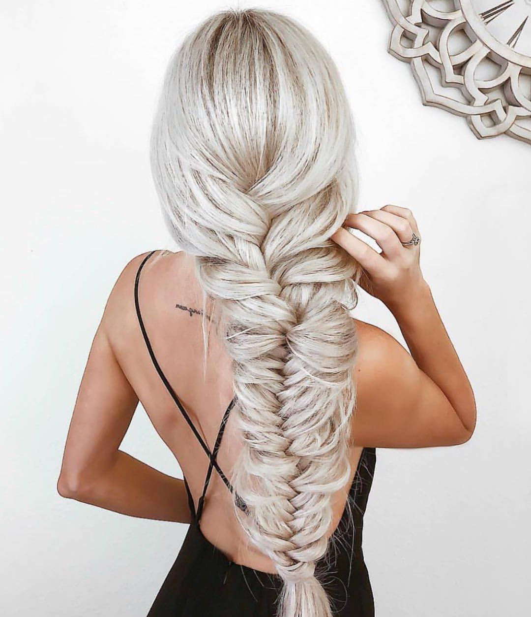 Most Recently Released Boho Updo With Fishtail Braids Within Loose Boho Chic Fishtail Braid On Long Platinum Blonde Hair – The Latest  Hairstyles For Men And Women (2020) – Hairstyleology (View 12 of 15)