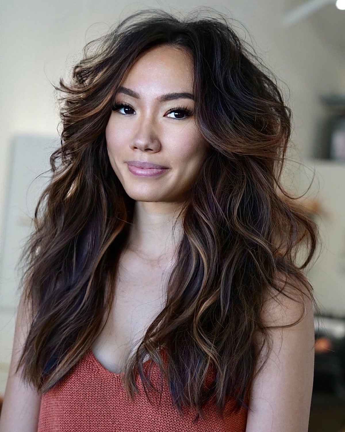 Most Recently Released Long Brunette Shag With Subtle Highlights Intended For 50+ Trendiest Long Shag Haircuts For The Ultimate Textured Look (View 6 of 20)