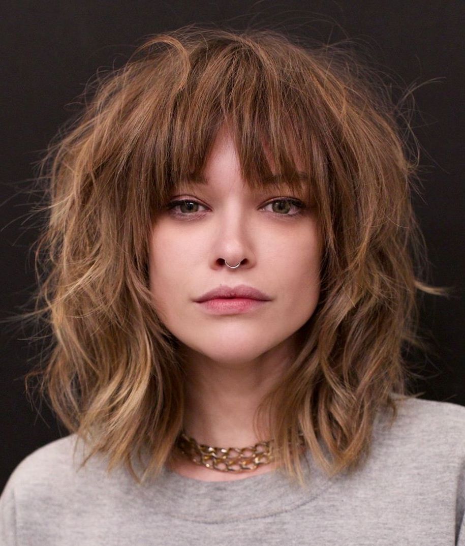 Most Recently Released Wavy Medium Length Hair With Bangs Within 25 Latest Medium Length Hairstyles With Bangs For 2022 (Gallery 7 of 15)