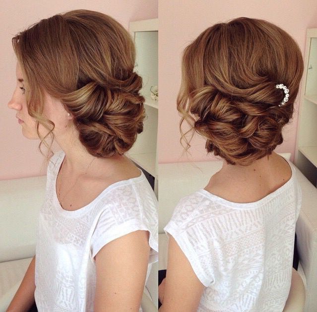 Most Up To Date Side Updo For Long Hair Intended For Side Swept Updo, Draped Updo, Wedding Hairstyles, Bridal Hair Ideas … (Gallery 15 of 15)