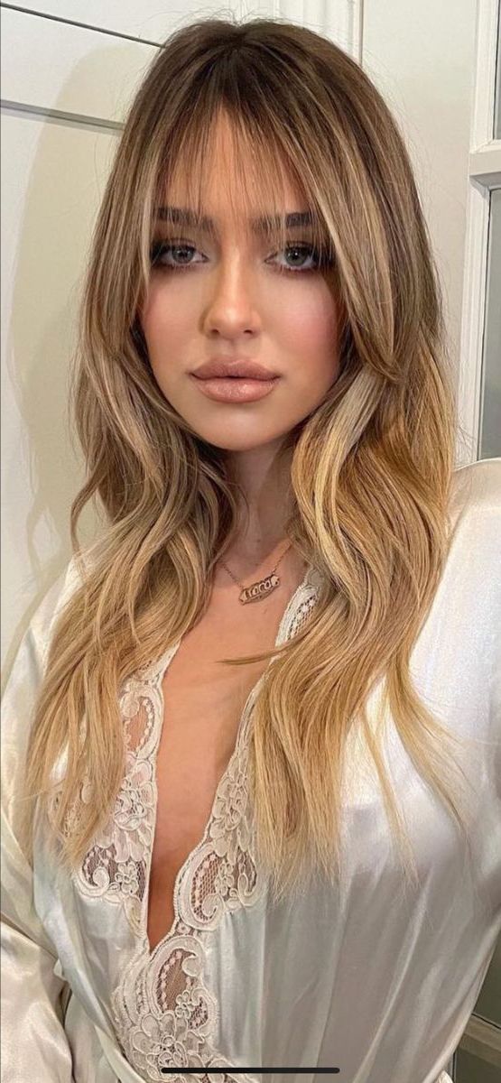Pin On Hairlaura Rugetti Within 2018 Loose Waves With Unshowy Curtain Bangs (Gallery 2 of 15)