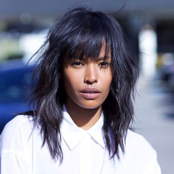 Pin On Hairstyles: Bangs Within Current Medium Shaggy Black Hair With Bangs (View 12 of 15)