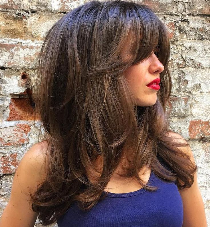 Pin On Love Beauty Throughout Trendy Tousled Shoulder Length Layered Hair With Bangs (Gallery 13 of 15)