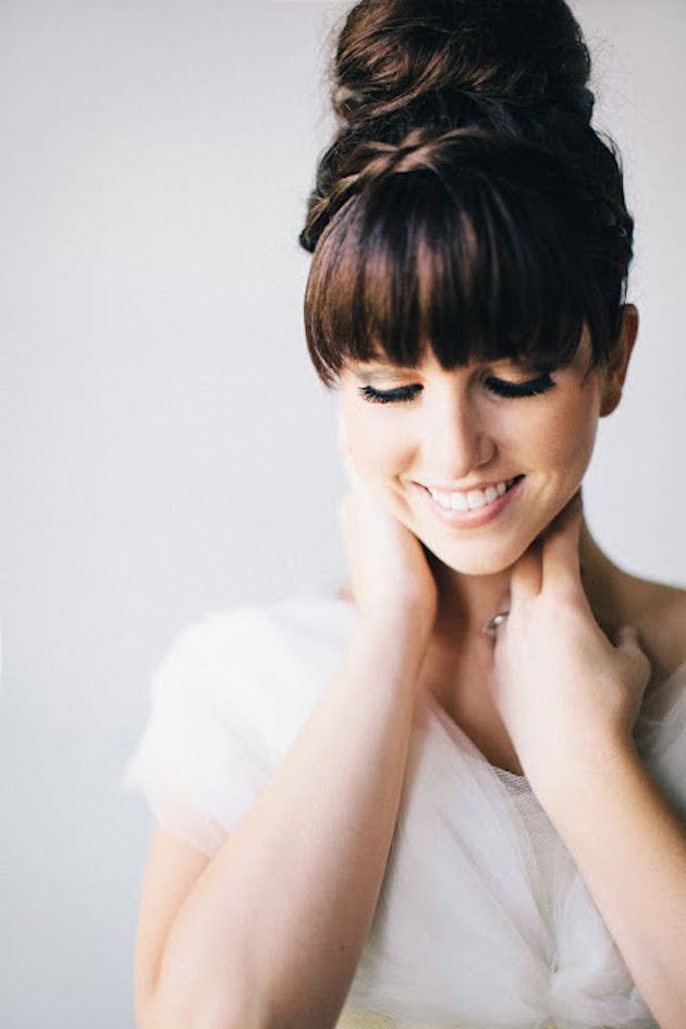 Preferred High Updo With Bangs Inside Brides With Bangs; Wedding Hair Inspiration (View 5 of 15)