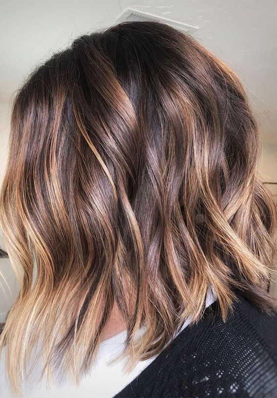 Preferred Lob Hairstyle With Warm Highlights For 4 Hair Colour Ideas For Lob Hair Styles (Gallery 5 of 20)