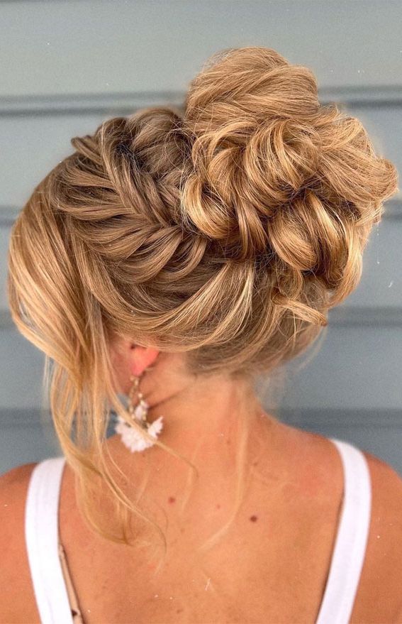 Recent Boho Updo With Fishtail Braids Within 30 Glamorous Braids To Make A Statement On Your Big Day : Fishtail Braided  Updo Intricate Style (View 7 of 15)