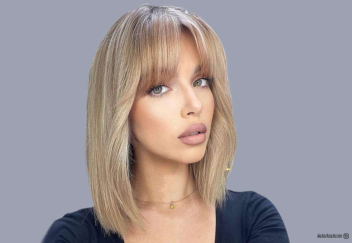 Recent Shoulder Length Bob With Bangs For 16 Examples Of How To Get A Long Bob With Bangs For Thin Hair (View 13 of 15)