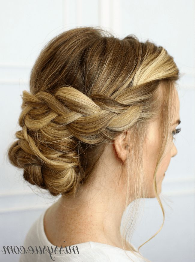 Soft Braided Updo Regarding Most Up To Date Braided Updo For Long Hair (Gallery 13 of 15)
