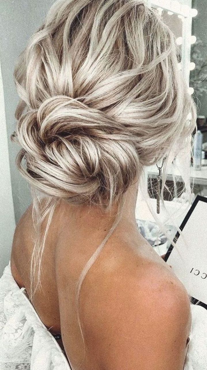 Textured Updo Hairstyle,simple Updo,low Bun Wedding Hair,messy Bridal Updo,  Mess – Ha… (Gallery 1 of 15)