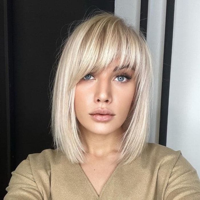 Trendy Bob Haircuts With Bangs – Hairstyle On Point In Well Known Smooth Long Bob With Asymmetrical Bangs (View 15 of 15)