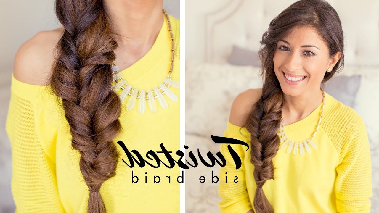 Twisted Side Braid – Youtube Intended For Best And Newest Side Fishtail Braids For A Low Twist (View 9 of 15)