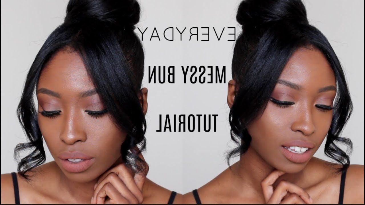 Well Known High Bun With A Side Fringe Within Everyday Messy Bun & Bang (View 13 of 15)