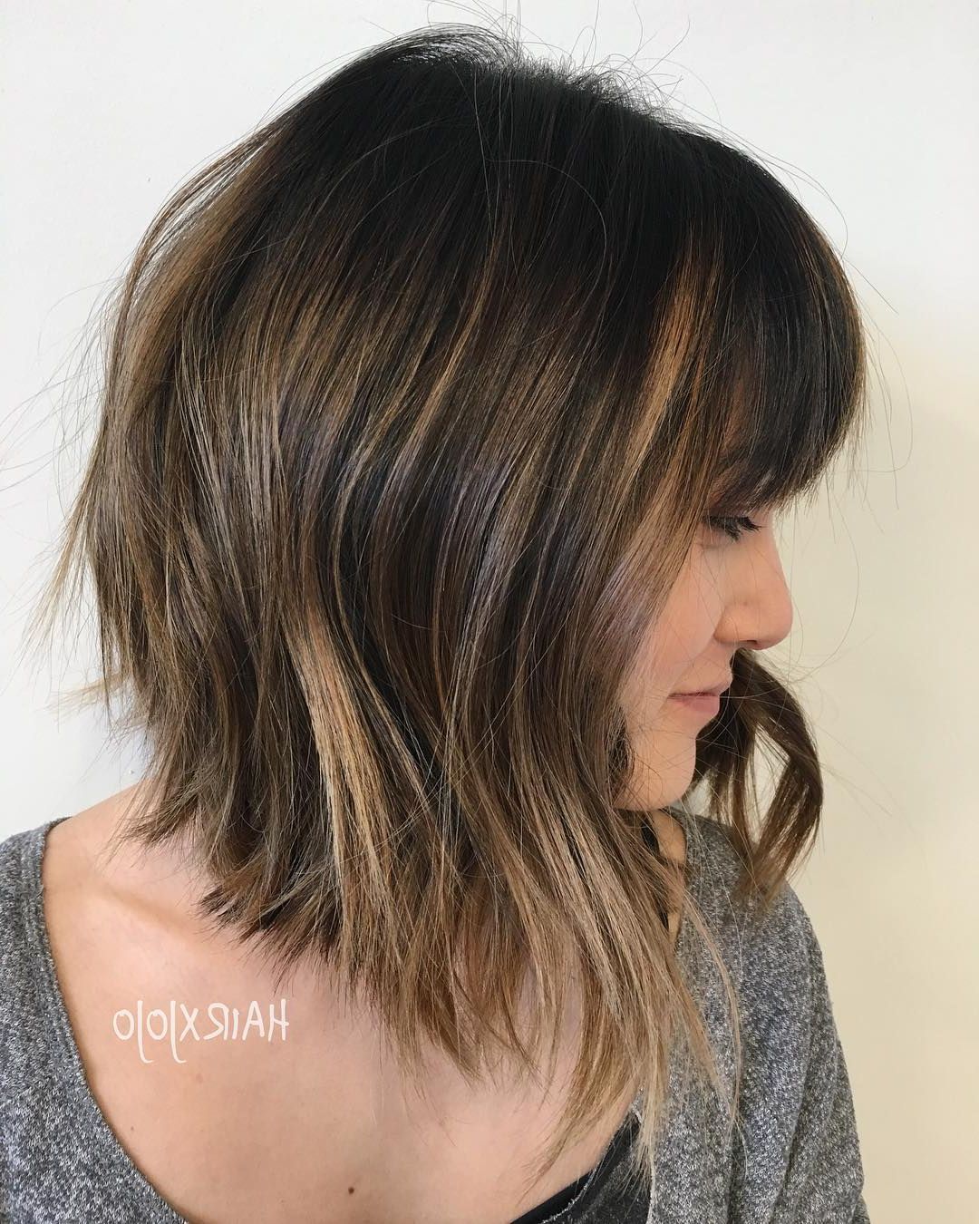 Widely Used Medium Bob With Long Parted Bangs Inside 42 Trendiest Long Bob With Bangs + What To Consider Before Getting This (View 6 of 20)