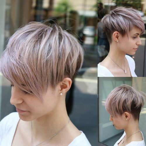 Side Parted White Blonde Pixie Bob Haircuts (Photo 7 of 20)