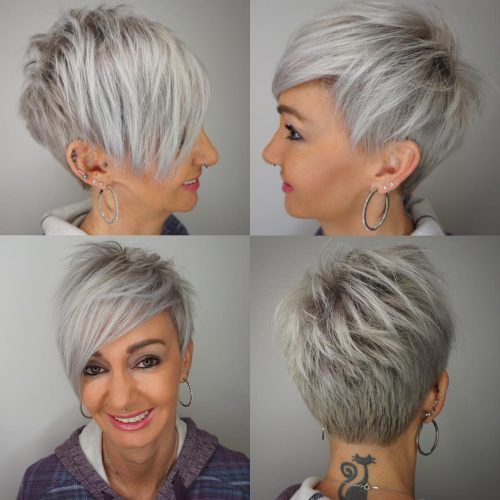 Side Parted White Blonde Pixie Bob Haircuts (Photo 18 of 20)