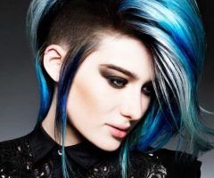 2024 Popular Short Hairstyles with Blue Highlights and Undercut
