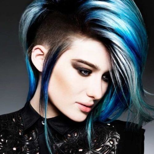 Short Hairstyles With Blue Highlights And Undercut (Photo 1 of 20)